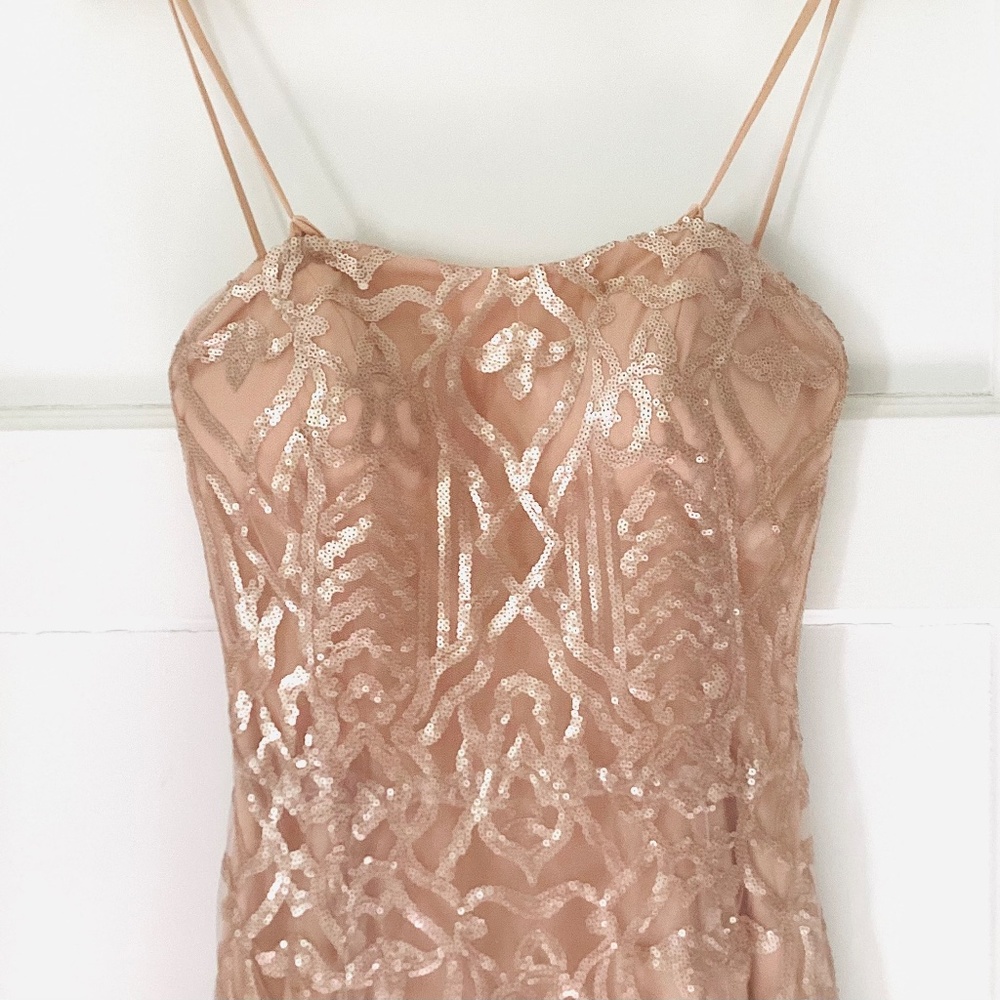 Wtoo Talisa Sequence Mesh Strapless Gown Latte Co… - image 3